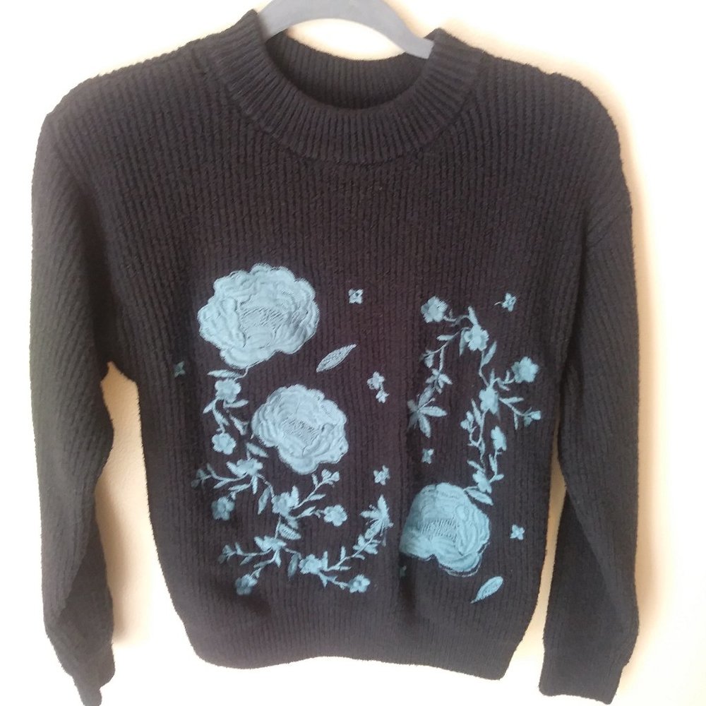 Grey Floral Sweater